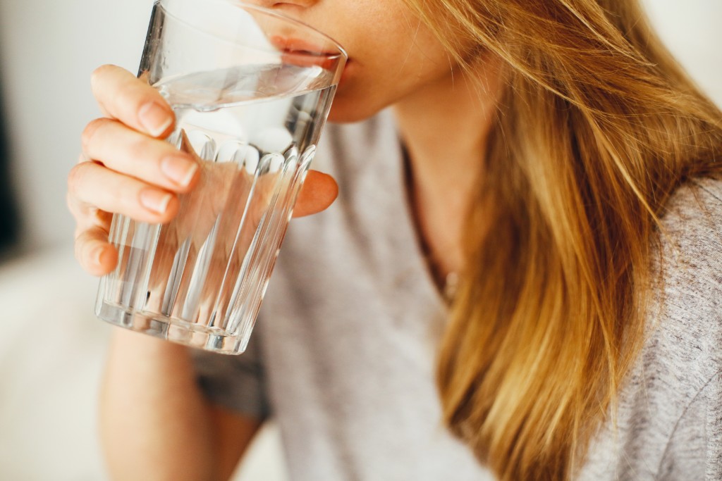 female drinking water