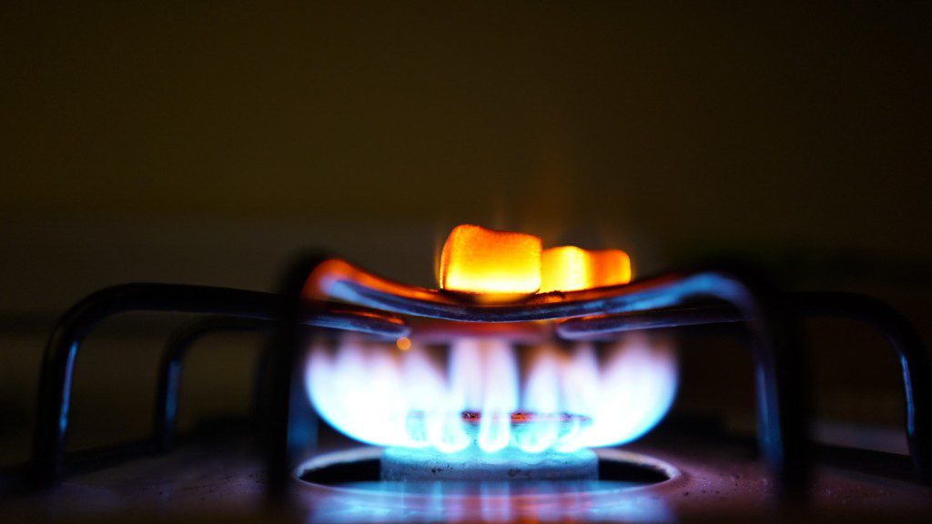 on gas burner fire hot water boiler